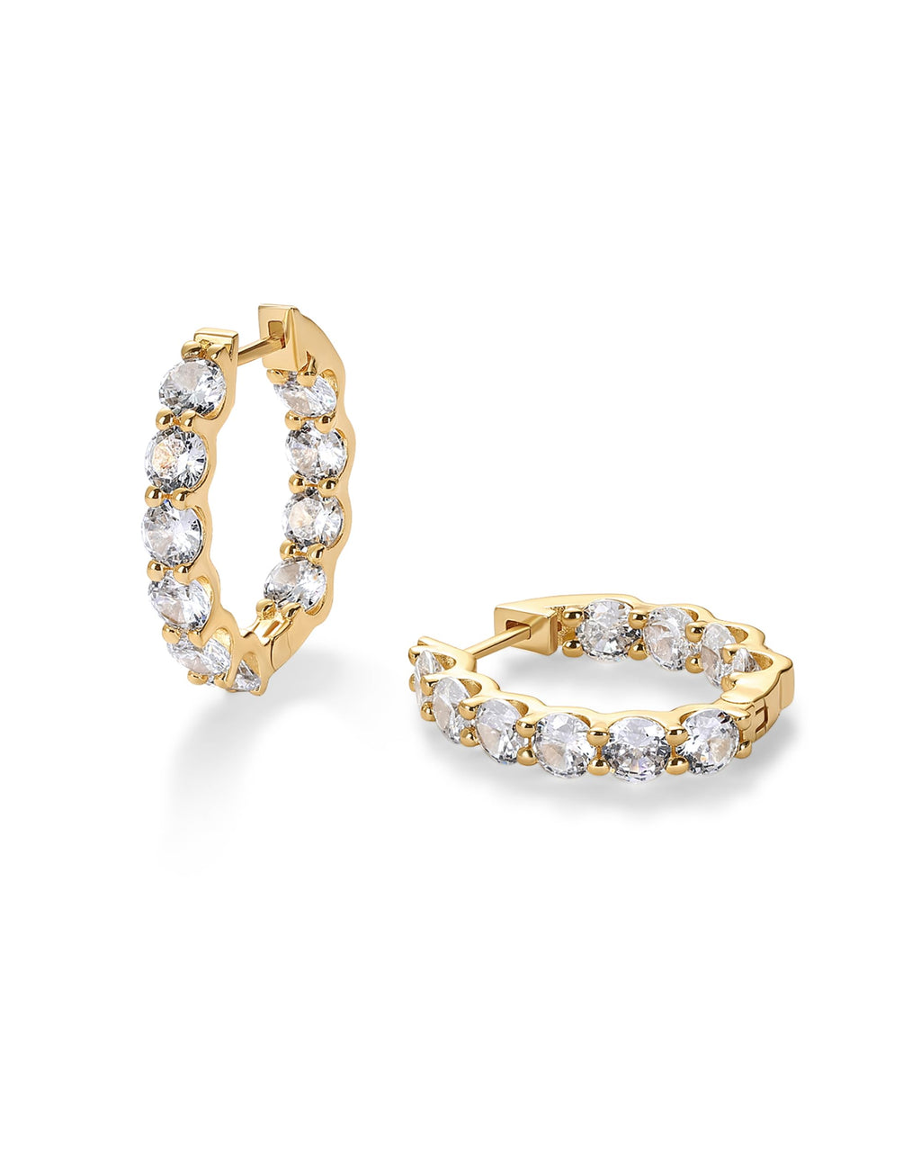 PAVOI CZ Hoop Earrings for Women, Yellow Gold, Size 23 x 17 Millimeters