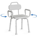 Loyoda 360° Swivel Shower Chair for Inside Shower, Removable Arms & Back, Adjustable Height Rotating Shower Stool for Seniors and Disabled，Swivel Bath Chair for Inside Tub，Neutral Gray