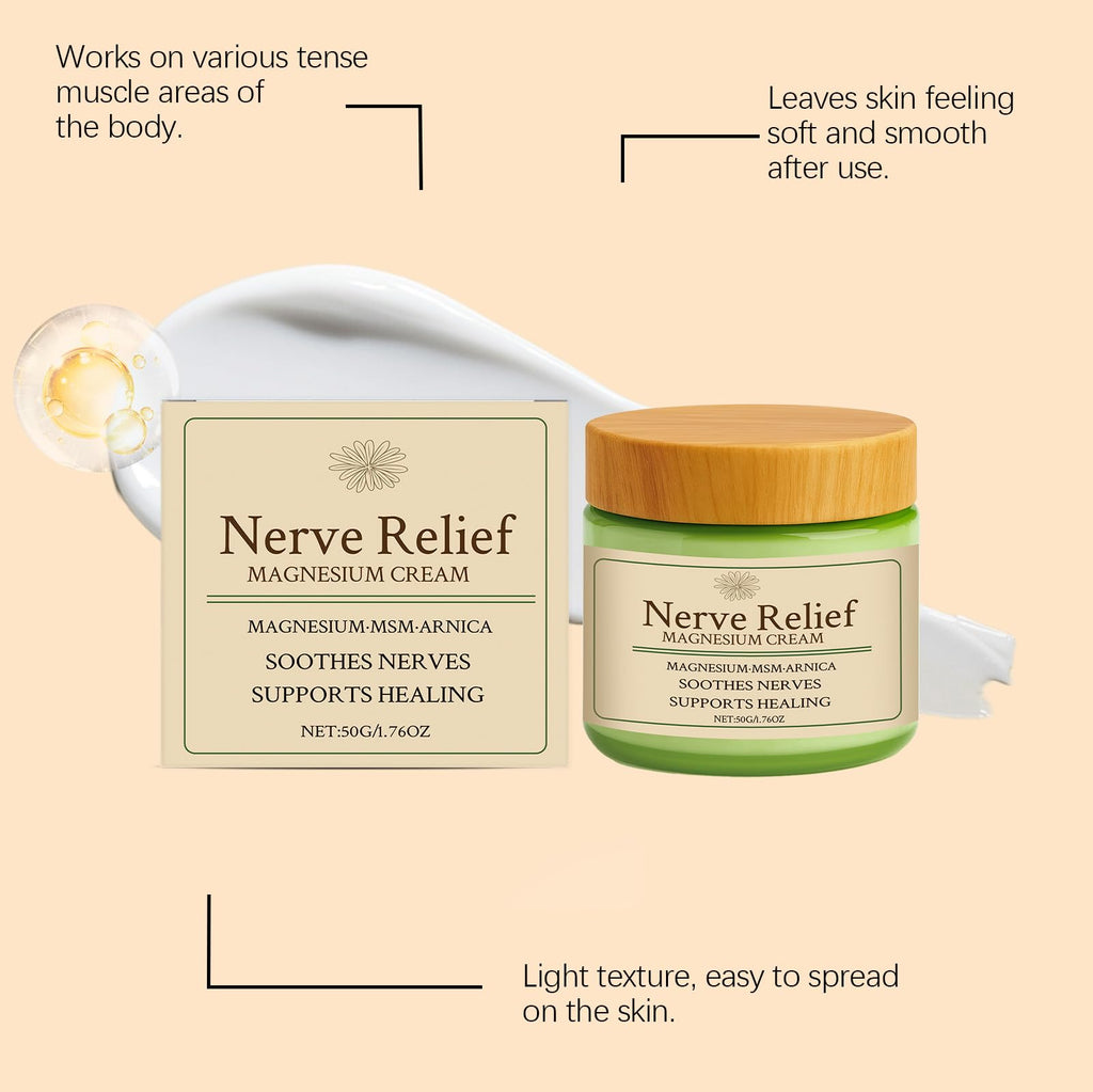 CleJoy Nerve Relief Magnesium Cream with MSM & Arnica, Soothes Nerves & Daily Soothing Support, 50g/1.76oz
