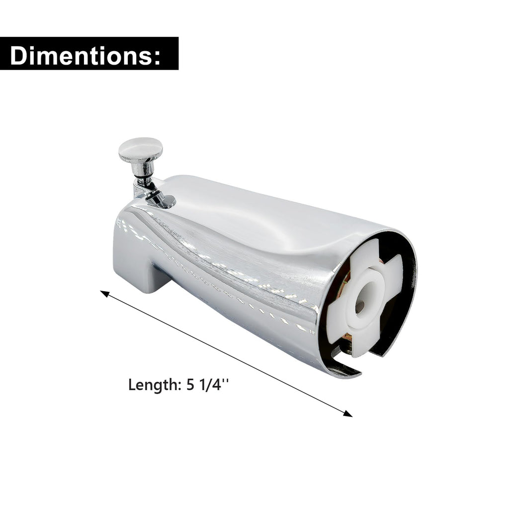 Slip Fit Tub Spout with Pull-Up Diverter for 1/2 inch Copper Tube, Chrome
