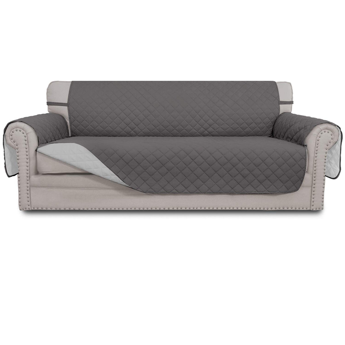 Easy-Going Reversible Couch Cover, 3 Cushion Sofa, Large, Gray/Light Gray