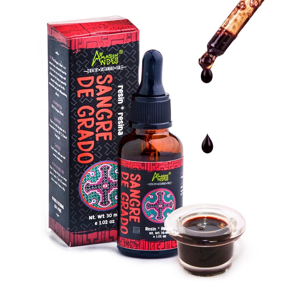 Amazon Andes Dragon's Blood Organic Liquid Extract - Sangre de Drago Sap from Peru | Pure Sangre de Grado Wild Harvested Resin Tincture | Dragons Blood Sap | Sangre de Dragon | 1 fl oz (30ml)