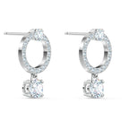 Swarovski Attract Circle Pierced Earrings with Circle Cut Crystals and matching Pavé on a Rhodium Plated Post with Butterfly Back Closure