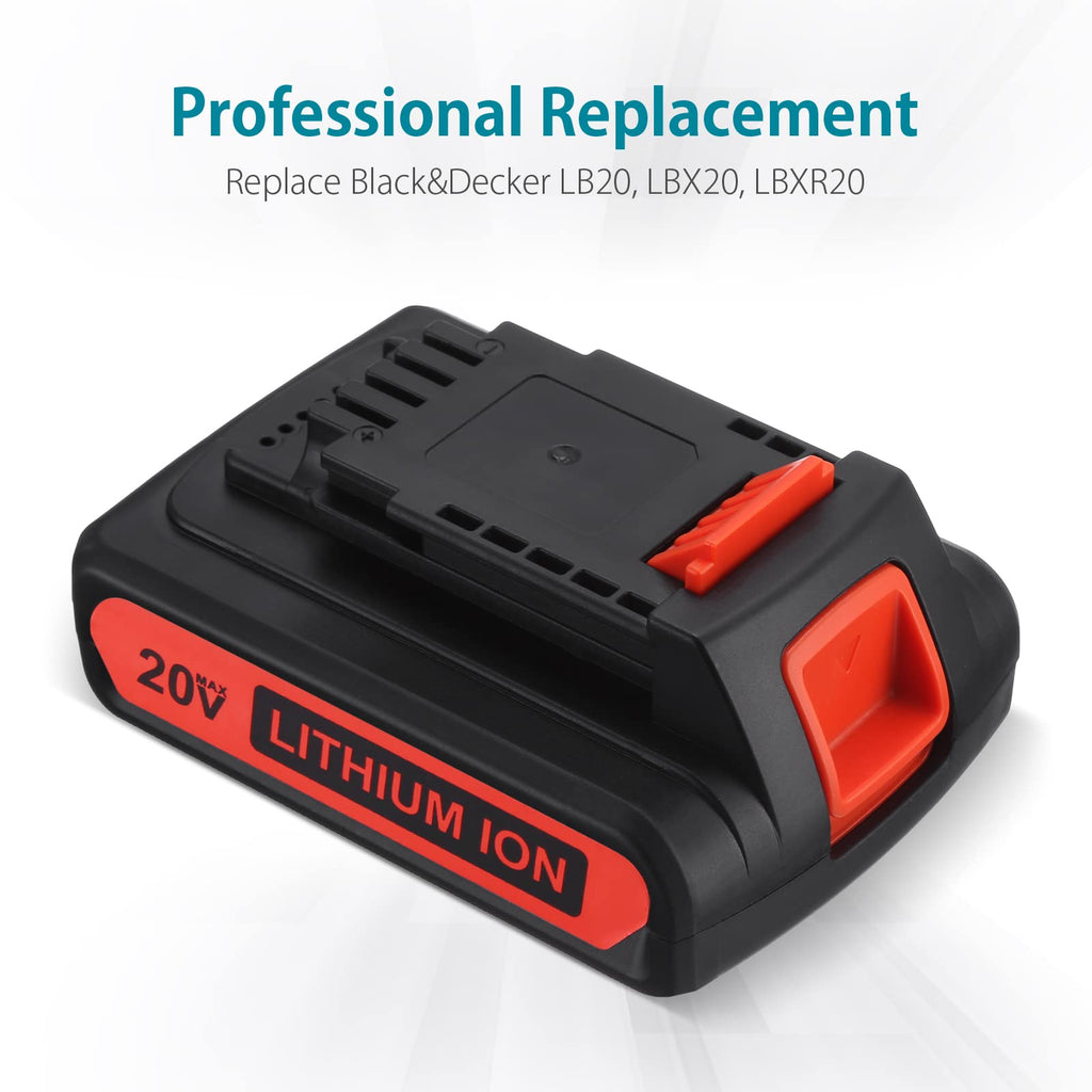 ORHFS LBXR20 20V 4.0Ah Replacement for Black and Decker 20V Lithium Battery Max LB20 LBX20 LBXR20-OPE LBXR2020-OPE LBXR20B-2 20-Volt Max Tools Cordless Power Tool