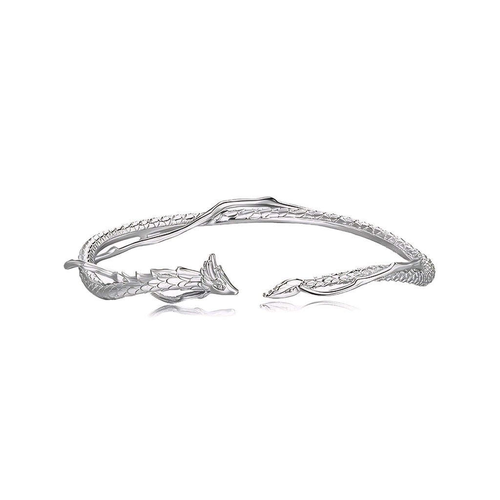 CAIYUNELEX Dragon Bracelet - Cuff Bracelet for Women Symbolize Strength and Wealth Unique Dragon Themed Jewelry Dragon Gifts Adjustable (Silver/Gold)