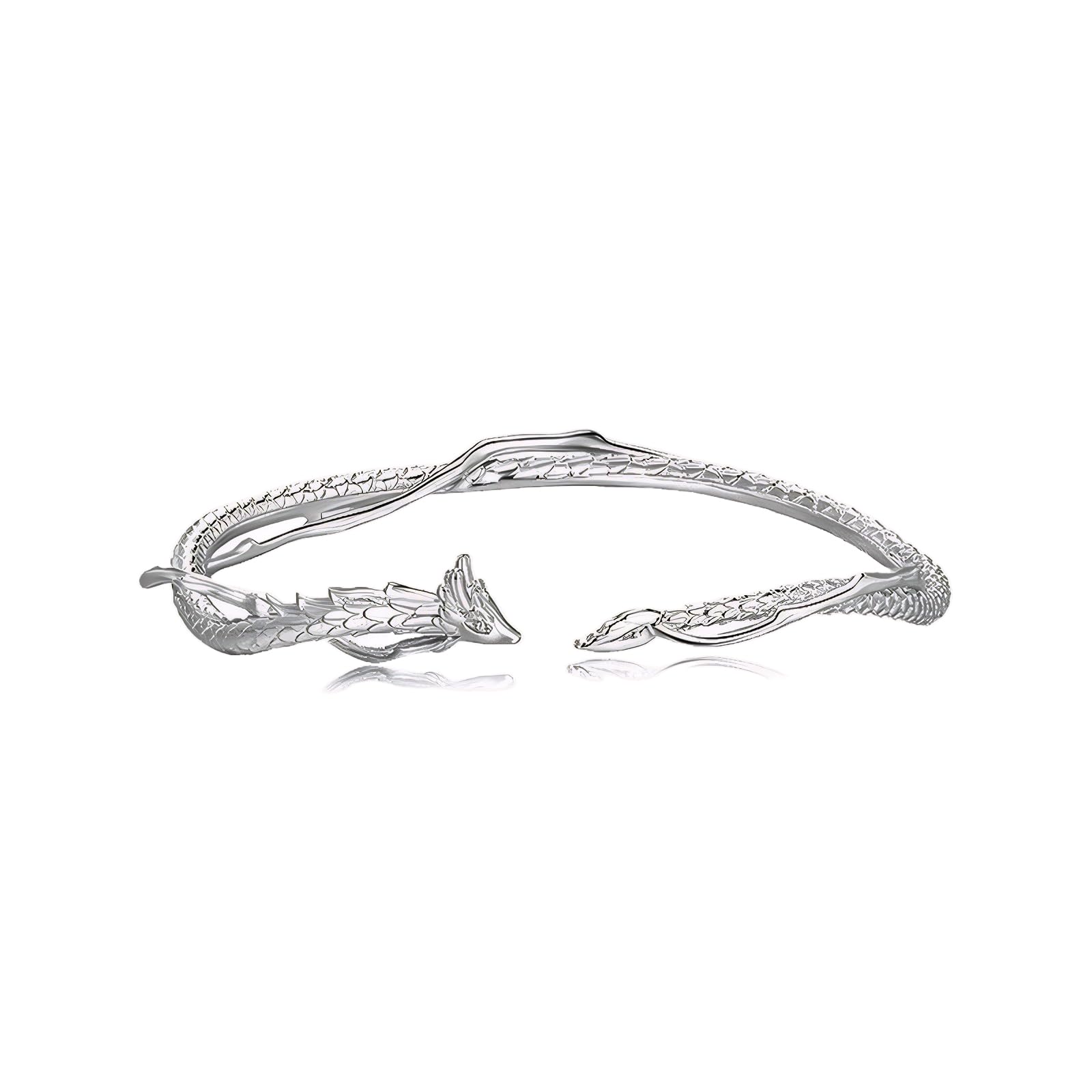 CAIYUNELEX Dragon Bracelet - Cuff Bracelet for Women Symbolize Strength and Wealth Unique Dragon Themed Jewelry Dragon Gifts Adjustable (Silver/Gold)