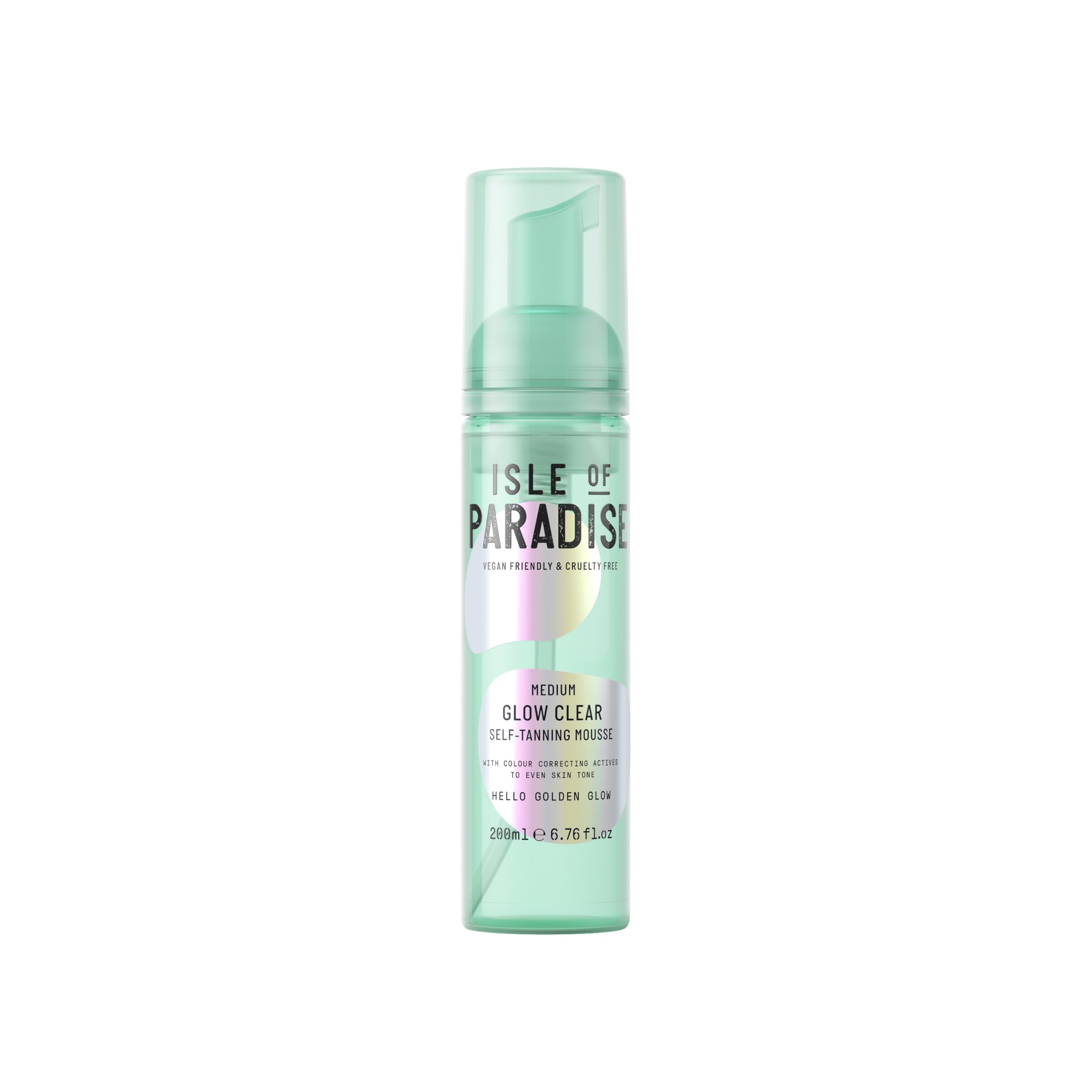 Isle of Paradise Glow Clear Self-Tanning Mousse- Medium, Transparent & Transfer-Proof Self-Tan Formula, Streak-Free Foam for Hydrating Skin, Natural Tan Lasts Up To 7 Days, Vegan, 6.76 fl. Oz