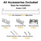 hunhun 10-Pack 6.6ft/ 2Meter U Shape LED Aluminum Channel System with Milky Cover, End Caps and Mounting Clips, Aluminum Profile for LED Strip Light Installations, Very Easy Installation