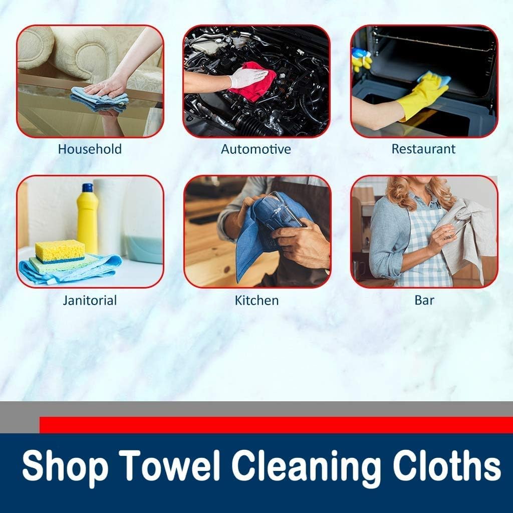 Simpli-Magic Premium Shop Towels 14”x12”, Commercial Grade Blue, 50 Pack