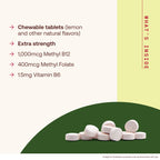Jarrow Methyl B-12 & Methyl Folate Supplement, 100 Chewable Tablets