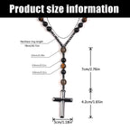LIYAPEI Rosary Necklace, Catholic Rosary Beads with Tiger Eye, Obsidian, and Hematite for Women and Men Triple Protection Necklace An Anxiety Relief Beaded Necklace. (Tiger Eye Red)