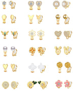 Jannisa 18 Pairs Clip on Earrings for Women Teens Girls (gold)