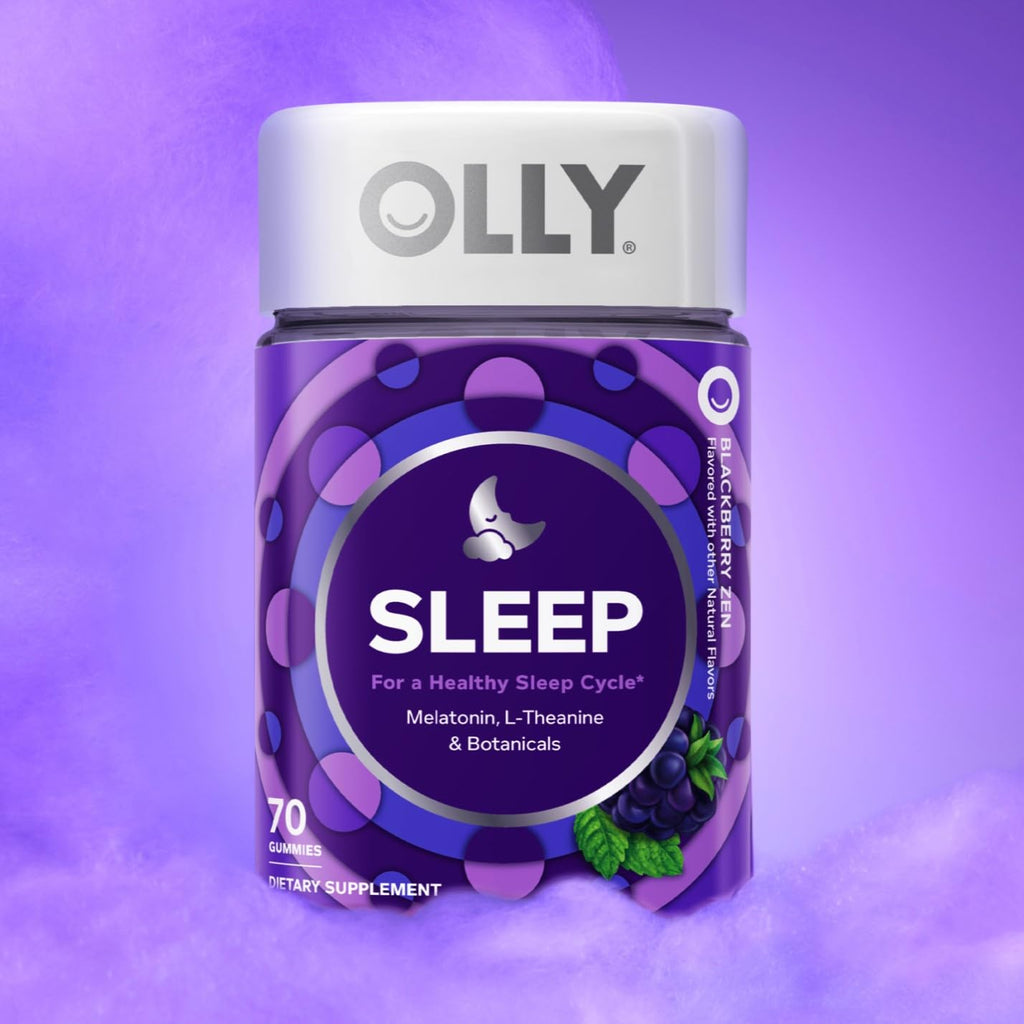 OLLY Sleep Gummy, Sleep Support Supplement,* 3 mg Melatonin, L-Theanine, Chamomile and Lemon Balm Extracts, Blackberry Zen Flavor, 35 Day Supply - 70 Count