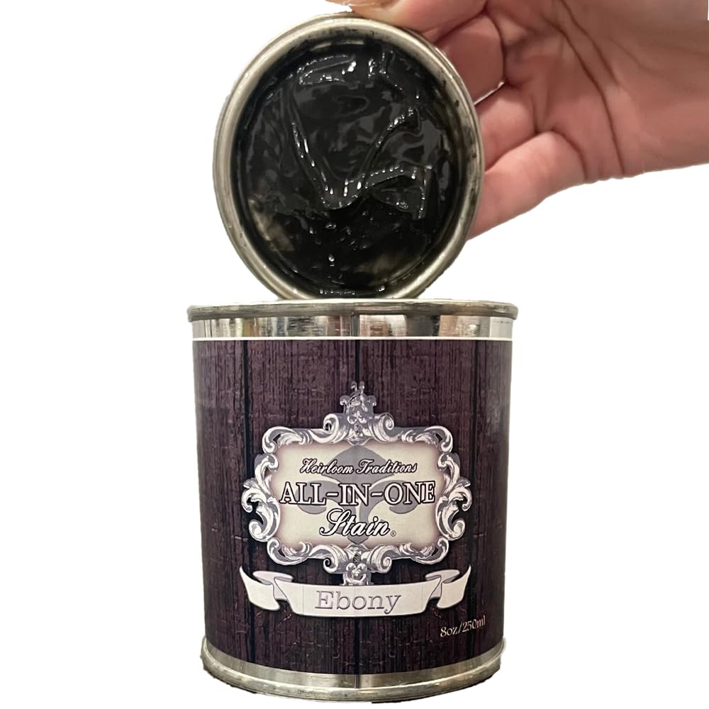 Heirloom Traditions All-in-ONE Gel Stain, Ebony (Warm Black), 8oz Sample - No Sanding or Sealer Needed, Oil Based for Interior/Exterior use