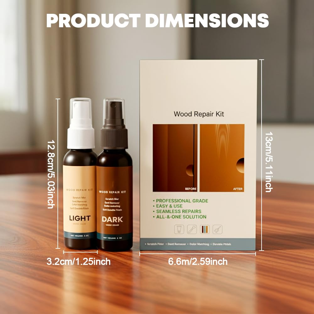 Professional Wood Floor Scratch Repair,Wood Repair Kit,Wood Furniture Repair,Restores Wood Scratch,Covers Nicks,Hides Minor Defects,Restore a Finish for Wood (2 PCS)
