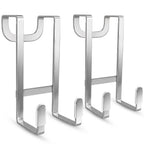 FYY 2 Packs Over The Door Hooks, Heavy Duty Door Hanger Hook, No Drill Wall Hooks for Hanging Coat, Towel, Bag in Bathroom, Closet Fits Most Doors Up to 1-7/8" Thickness （7.87",Silver）
