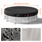VniYors 12 Ft Round Pool Cover, Heavy-Duty Waterproof Dustproof Solar Pool Cover for Above Ground Pools, Hot Tub Cover with Drawstring and Ground Nails, Black