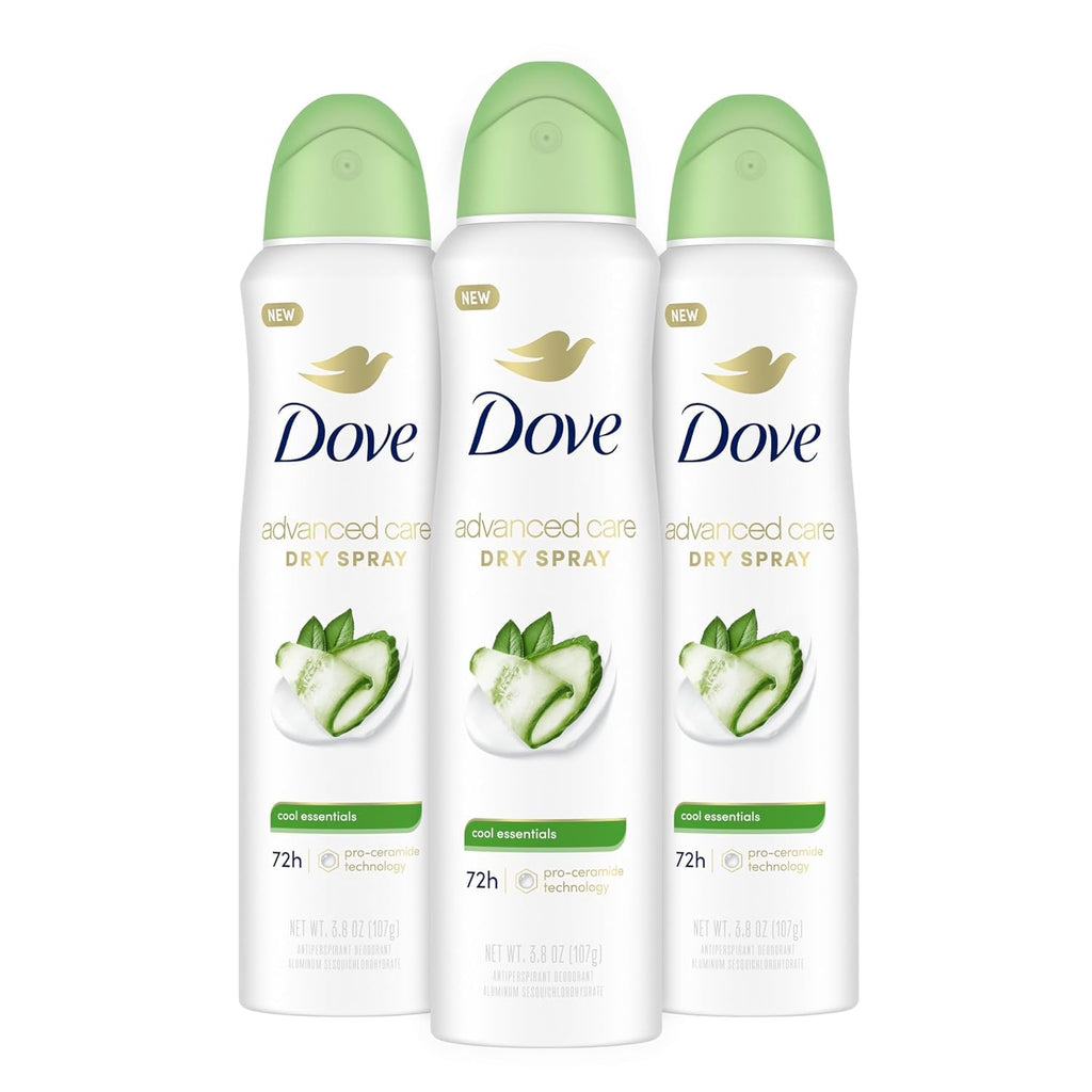Dove Advanced Care Antiperspirant Deodorant Spray Cool Essentials 3.8oz 3PK