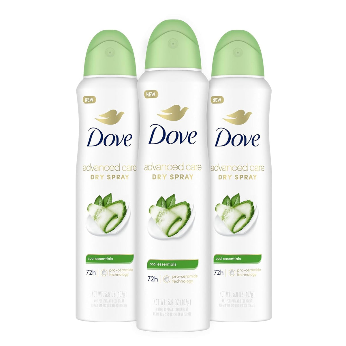 Dove Advanced Care Antiperspirant Deodorant Spray Cool Essentials 3.8oz 3PK