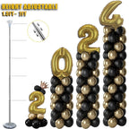 GIMCALO Balloon Column Stand Kit Set of 4, 7ft Height Adjustable Balloon Arch Kit with 2 Ballon Garland Strip, Metal Telescopic Pillar Balloon Stand, Birthday Party, Graduation, Halloween Decorations