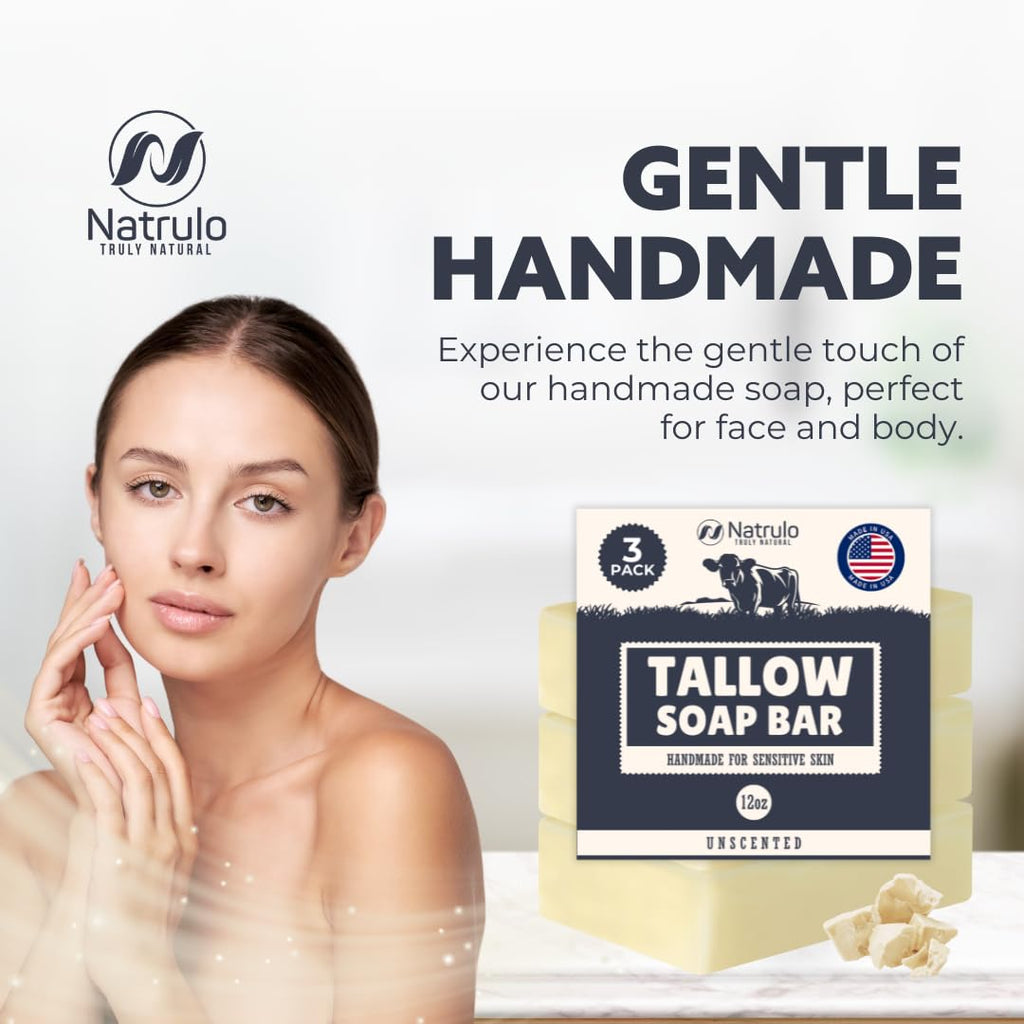 Natrulo Sebum Soap Di Res In Barra - Animal Sebum Soap Powered With All Natural Grass Without Fragrance - Moisturizing Bath Gel For Face And Body Ideal For Eczema Skin S