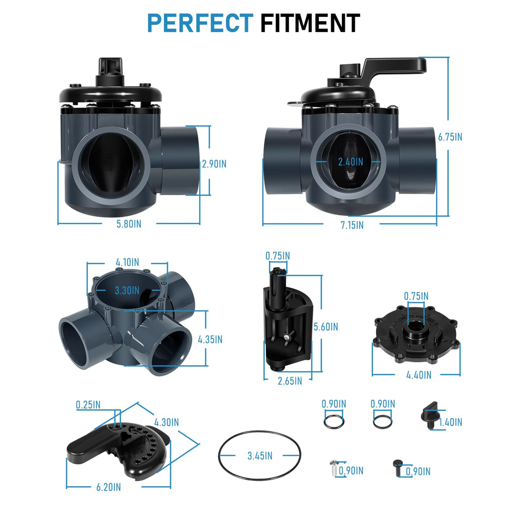 Bzsunway 2 Inch 3 Way Diverter Valve Suitable for Ground Pool and Spa System Replace Part for 263028 3 Port Valve