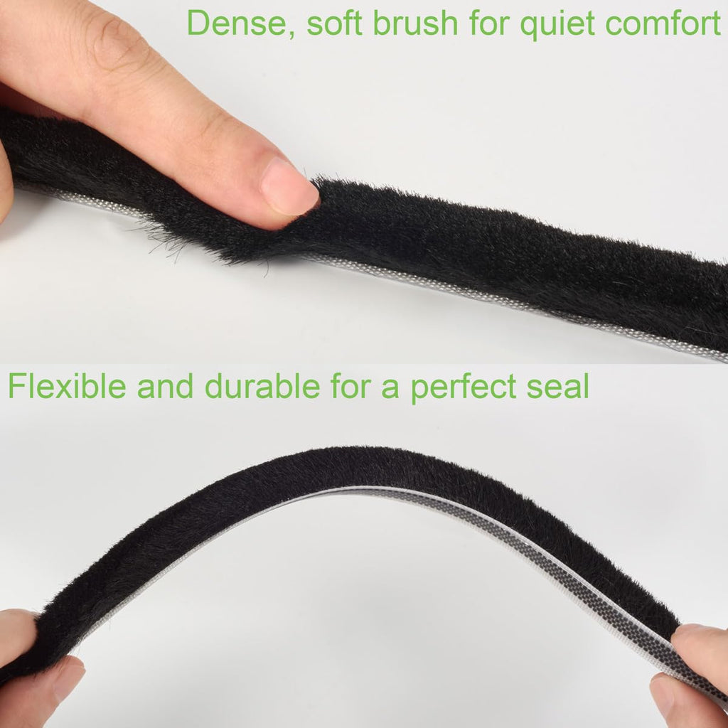 YOCCEK Self-Adhesive Weather Stripping Seal for Doors & Windows – Soundproof Insulation Gap Filler for Sliding, Exterior, Front, and Jamb Frames – 0.6" x 0.35" x 33 ft, Black