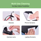 SOLWST Optix Lens Cleaning Wipes - 300 Pre-Moistened, Individually Wrapped Wipes for Eyeglasses, Camera Lenses, Tablets, Phones, Computer Screens, and Other Surfaces