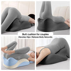 Butt Cushion for Couples - Memory Foam Support Pillow for Women, Sitting and Lying. Ideal for Waist, Neck, and Multi-Position Comfort at Home. Modern Simple Style Pillowcase (All Grey)