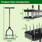 Lawn Aerator Tool,Adjustable Height with 15 Iron Spikes,Double-Layer Spring