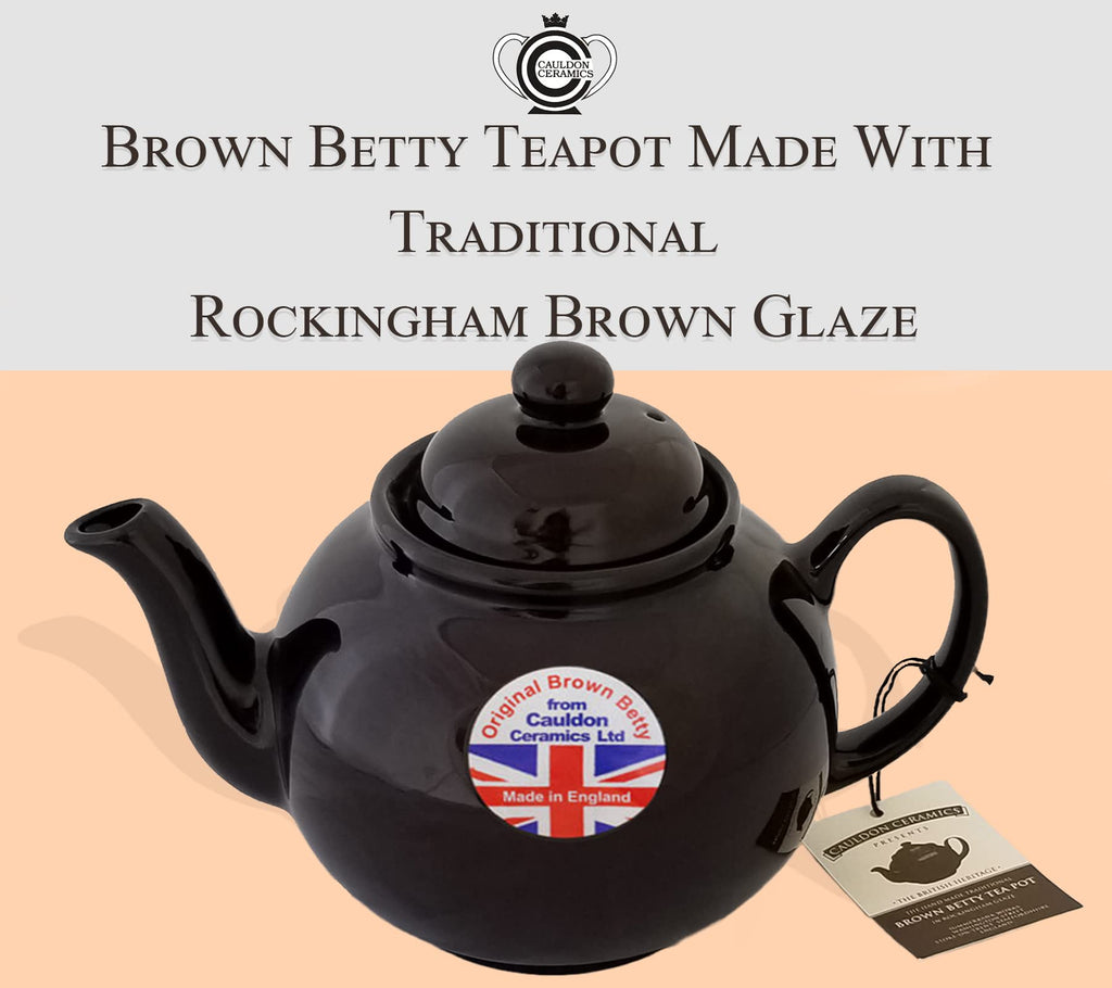 Cauldon Ceramics Classic Brown Betty Tea Pot | Hand Made 4 Cup Brown Betty Teapot | Made with Traditional Staffordshire Red Clay | Ceramic Teapot for Loose Leaf Tea or Teabags | 36 fl oz