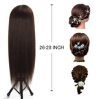 Opini 26 Inch Mannequin Head 80% Real Human Hair Styling Mannequin Doll Head Human Hair for Hairdresser Practice Hair and Makeup With Free Clamp (#4 No Makeup)