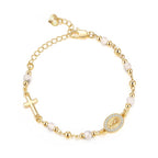 XUANPAI Virgin Mary Cross Bracelet for Women,14K Gold Plated Catholic Gifts