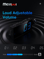 Mesqool Digital Projection Alarm Clock with Dual Alarms, 5 Levels Dimmer