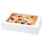 Moretoes 10pcs 19x14x4in Half Sheet Cake Boxes with Window, White Cookie Boxes, for Pastry Baking Cake Donuts Cupcake Pie Packaging For Graduation