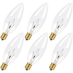CYLYT 6-Pack E12 Candelabra Light Bulbs 25W, Dimmable Warm White 2500K Chandelier Light Bulbs for Indoor, B10 Clear Bulbs (Gold Base)