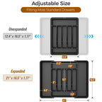 ukeetap Extra Large Expandable Silverware Organizer, Flatware Tray, Black