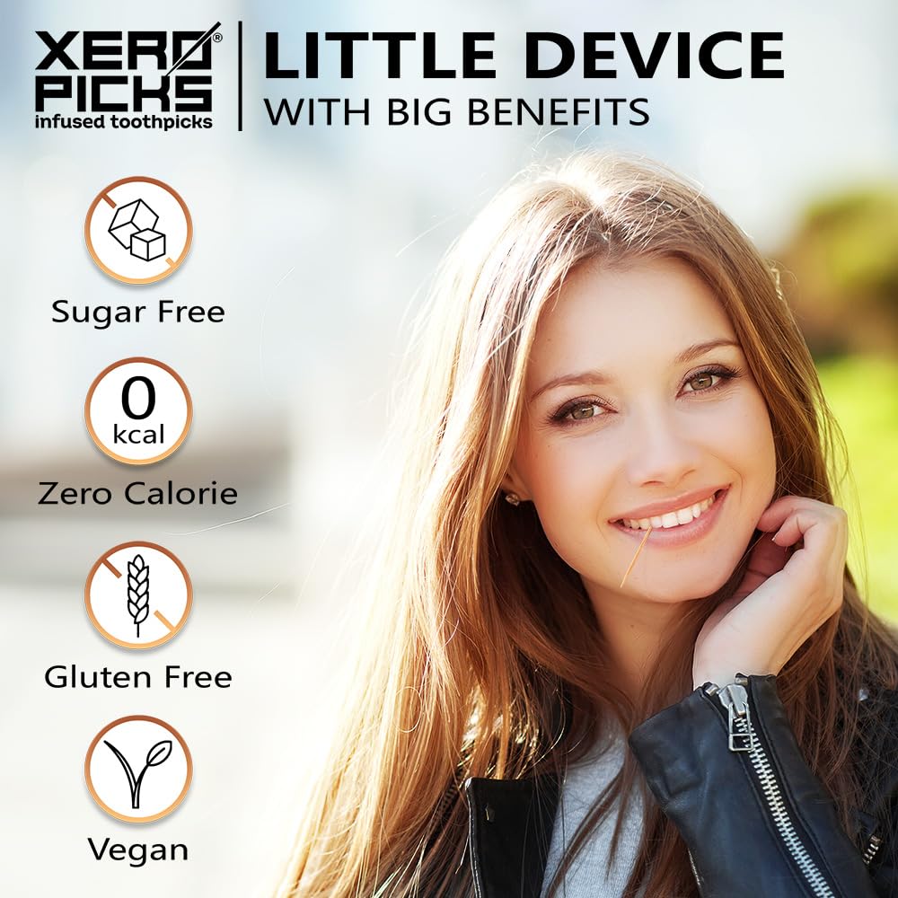 Xero Picks Wellness Flavored Toothpicks - Brain Boost, Immunity, Rest & Relax, Joint Health, and Energy Boost - 100 Picks (Variety, 5 Pack) Kosher - Sugar Free