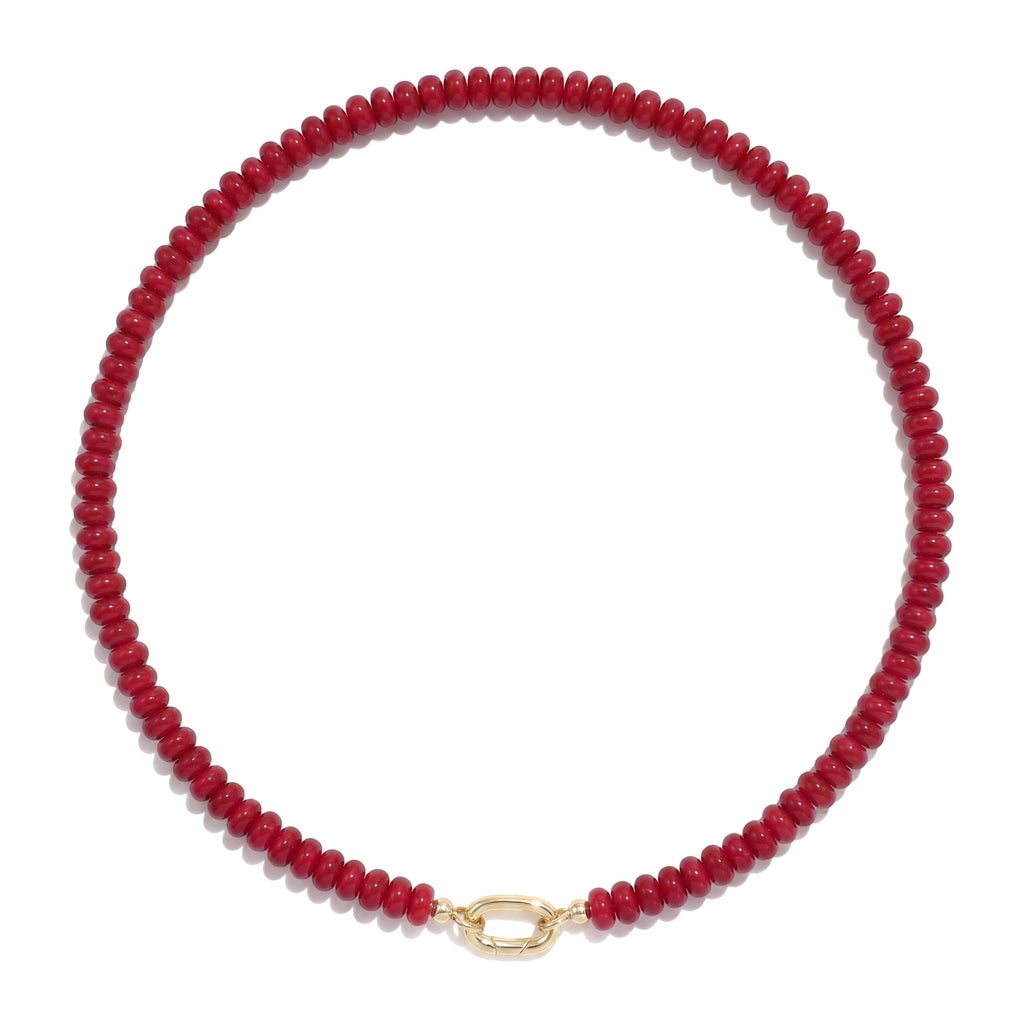 CONRAN KREMIX Red Stone Beaded Necklace for Women,Natural Gemstone Bead Choker Necklaces Boho Summer Beach Layering Necklace Jewelry Gift for Women