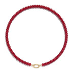 CONRAN KREMIX Red Stone Beaded Necklace for Women,Natural Gemstone Bead Choker Necklaces Boho Summer Beach Layering Necklace Jewelry Gift for Women