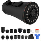 Hibbent Pull Down Kitchen Faucet Head Replacement, 3-Function NSF/ANSI/CAN 61 & CUPC Certified Sink Spray Nozzle, 15 Adapters, Compatible with Moen, Delta, Kohler Faucets, Oil-Rubbed Bronze