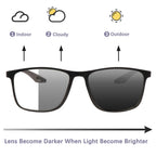 CLASAGA Progressive Multifocal Reading Glasses for Men Photochromic Gray Sunglasses Sports Style Blue Light Blocking Computer Readers (Black&Grey, 1.75, x)