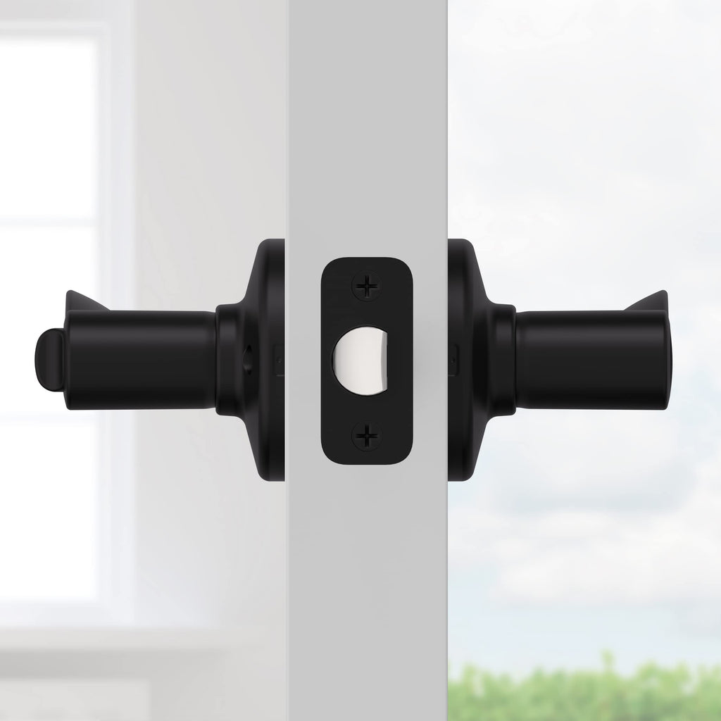 Kwikset Balboa Entry Door Handle with Lock and Key, Secure Keyed Reversible Lever Exterior, Doorlock, For Front Entrance and Bedrooms, Matte Black, Pick Resistant Smartkey Rekey Security
