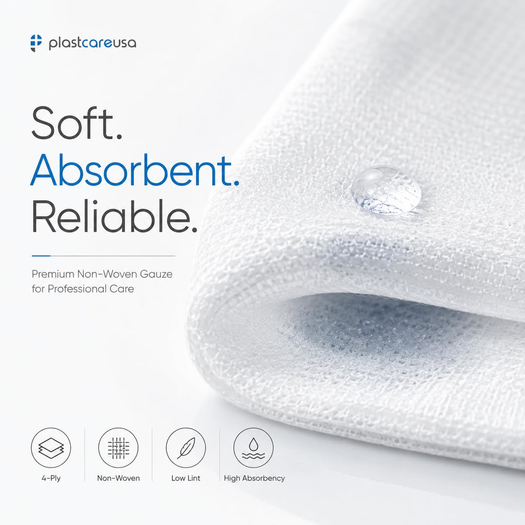 200 Gauze Pads 2x2 - Soft 4-Ply Non Woven Gauze Sponges - Non Sterile Dental Gauze & Esthetic Wipes - All Purpose Medical Gauze Squares for First Aid, Surgical, Wound Dressing