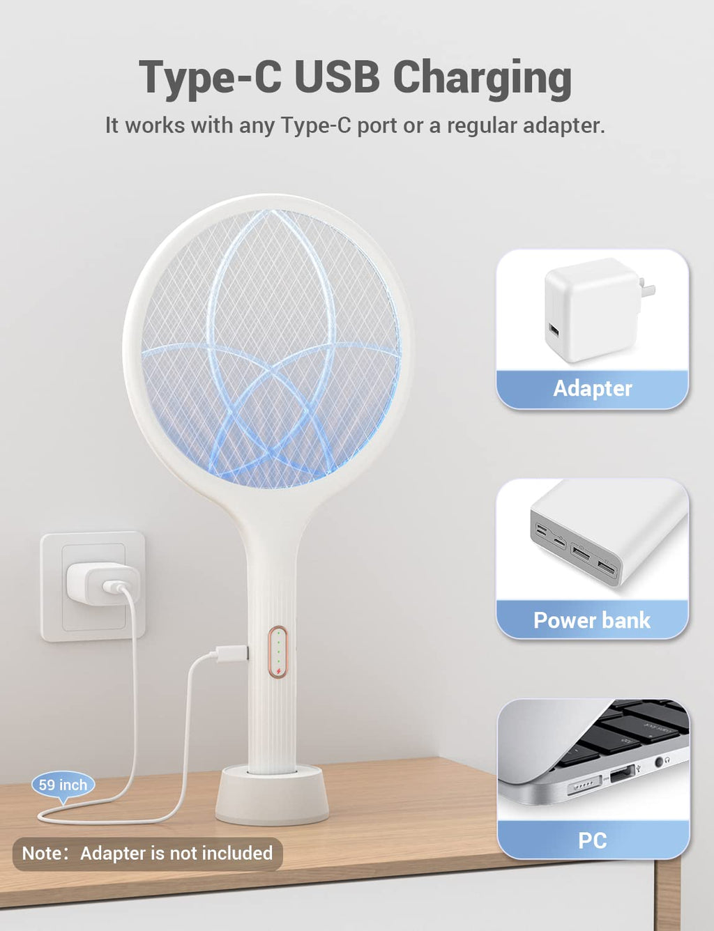 YISSVIC Electric Fly Swatter 4000V Bug Zapper Racket Dual Mode