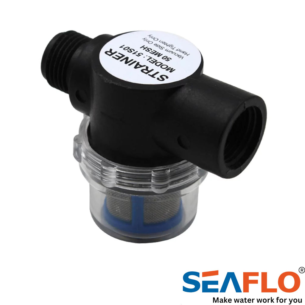 SEAFLO Water Pump Inline Strainer Filter (51S01) - 1/2" NPSM Inlet/Outlet - RV Replacement- Compatible, Shurflo, and WFCO Pumps (10-Pack)