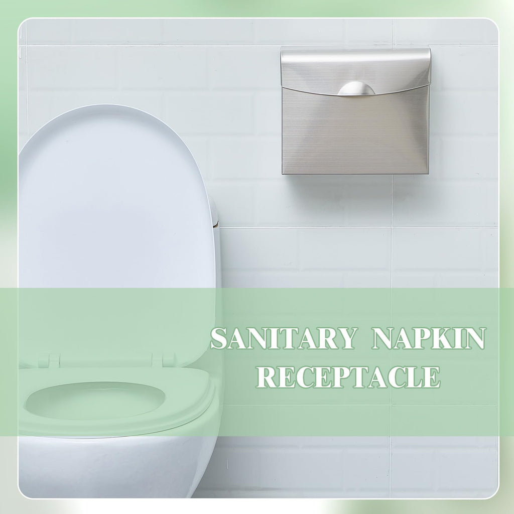 Tioncy 4 Pcs Sanitary Napkin Disposal Receptacle Wall Mount, Silvery White