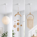 Adhesive Wall & Ceiling Decor Hooks: 4-Pack 3 lbs Heavy Duty No-Drill 360° Swivel Adjustable for Hanging Home Accents Lights Plants Wind Chimes Compatible with 3M Command Strips