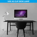 TORCHSTAR Metal Desk Lamp with Clamp, Swing Arm, Architect Adjustable Gooseneck Table Lamp, Clip Desk Lights for Home Office, Work, Study, Reading, E26 Base, Multi-Joint, White