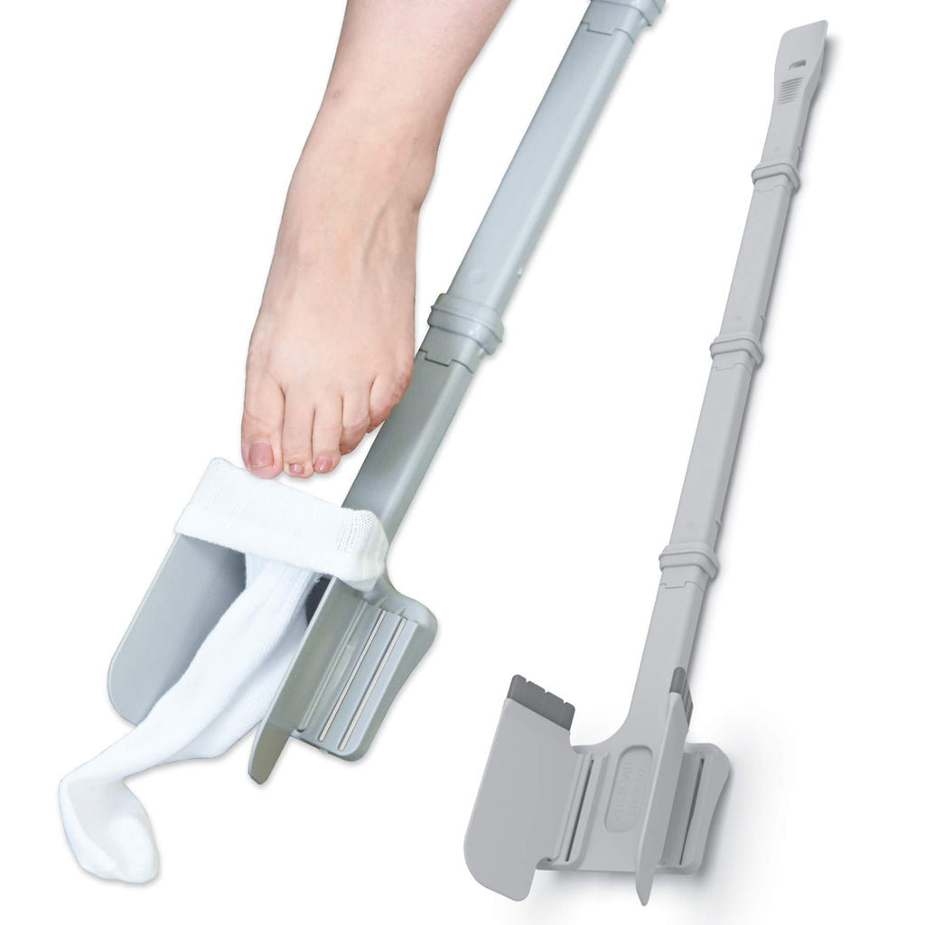 Sock Ox by Easy To Use Products, adjustable sock aid device for seniors, not for compression socks, travel-friendly for elderly with built-in shoe horn, up to 36 inches in length